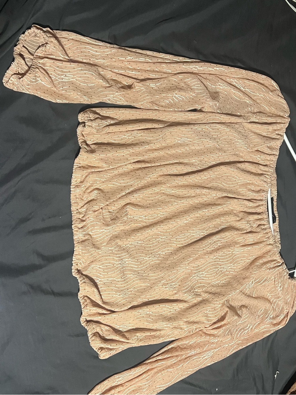 Ashley Stewart Gold/cream Off-Shoulder Long Sleeve Top